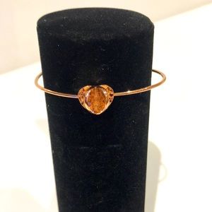 Double heart signed Ted Baker rose gold tone open bangle